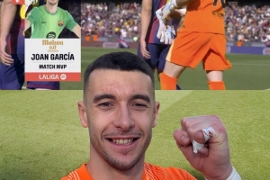 4次扑救实现零封！官方：霍安·加西亚当选1-0巴列卡诺全场最佳