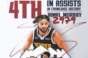 穆雷助攻来到2979次 超越安德烈·米勒 升至队史助攻榜第4